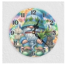 Wanduhr aus Glas mit Wichtel Cowboy Motiv